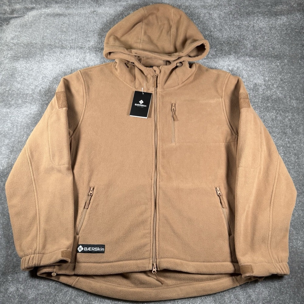 NWT BAERSkin Tactical Hoodie Jacket Men's 2XL‎ Tan Brown Fleece Full Zip Heavy